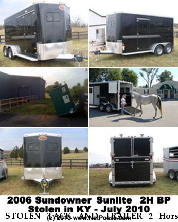STOLEN TACK AND TRAILER 2 Horse Sundowner Sunlite, Saddle Near Louisville, KY, 40219